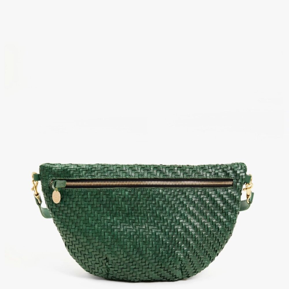 Clare V Grande Fanny in Evergreen Woven Zig-Zag
